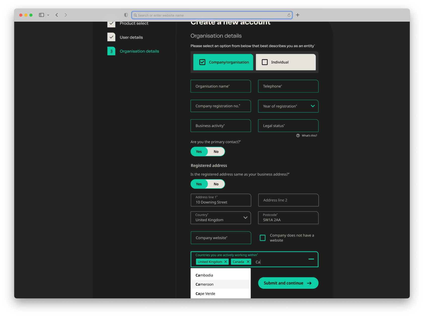 Online Onboarding - Error states